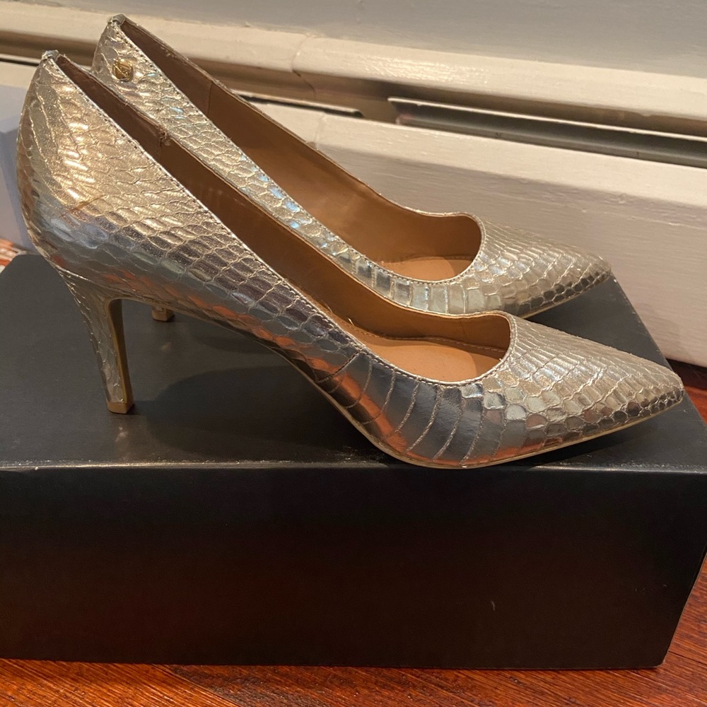 Calvin Klein Gold Snakeskin Heels